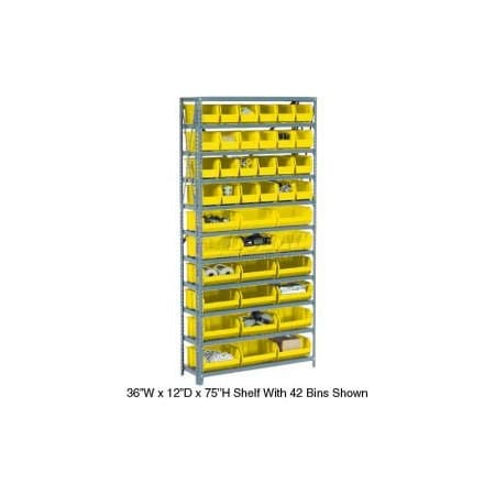 Steel Open Shelving With 8 Yellow Plastic Stacking Bins 5 Shelves - 36x18x39